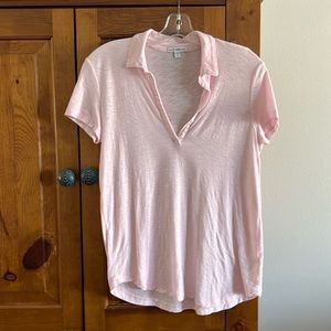 James Perse size 2 (medium) pink polo shirt